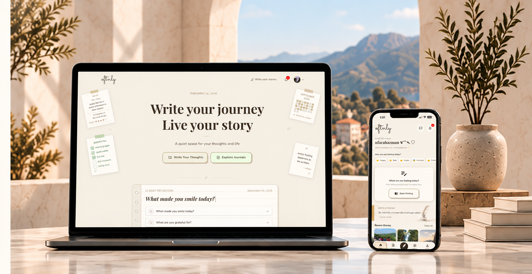 Oftnly digital journaling platform